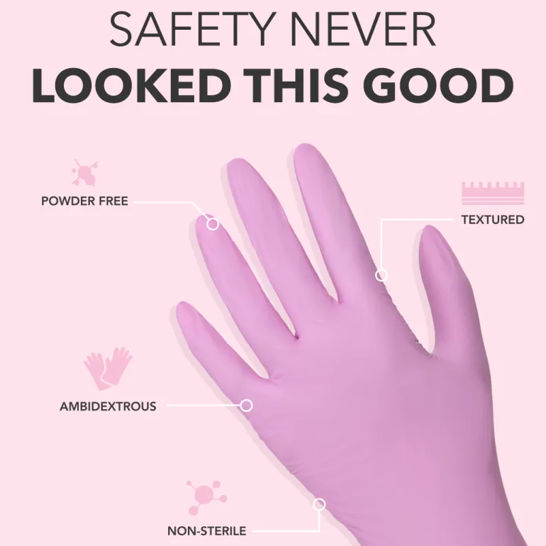 Pink Nitrile Gloves - 100pcs